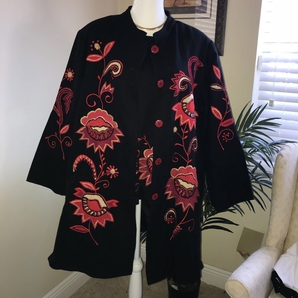 Indigo Moon Jackets & Blazers - Indigo Moon Embroidered Long Women Plus Size Jacket 1X
